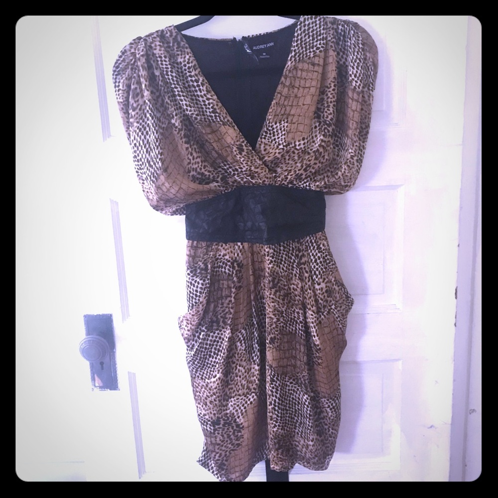 animal print and faux leather dress
